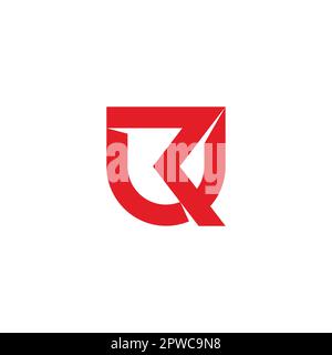 letter ru emblem linked 3d simple logo vector Stock Vector