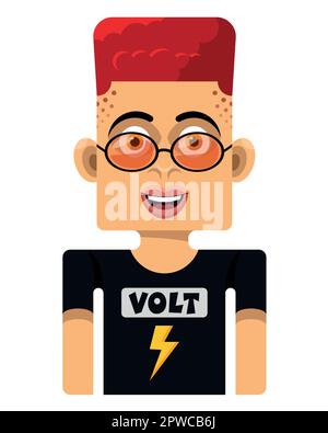 Man with red glasses and electricity sign Stock Vector