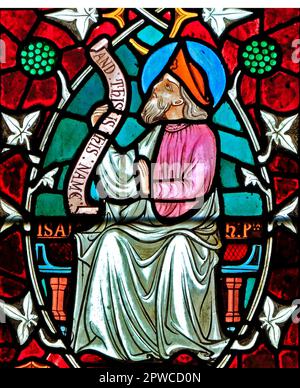 Isaah, Isaiah, Prophet, stained glass window, Old Hunstanton, detail of Tree of Jesse, stained glass window, by Frederick Preedy, 1862, Norfolk Stock Photo