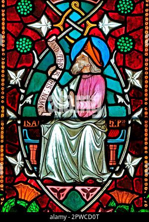 Isaah, Isaiah, Prophet, stained glass window, Old Hunstanton, detail of ...