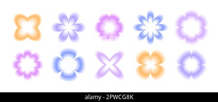 Y2k gradient blurred elements. Abstract shapes and retro stickers with  aura. Flower, heart and star aestethic figures. Vector groovy trendy set  Stock Vector Image & Art - Alamy