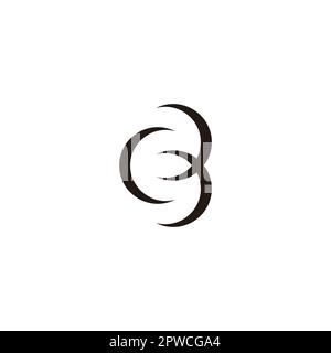 letter cb linked object simple geometric logo vector Stock Vector