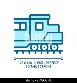 Locomotive pixel perfect blue RGB color icon Stock Vector