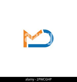 simple geometric letter md motion line logo vector Stock Vector
