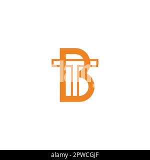 letter bt outline simple geometric logo vector Stock Vector
