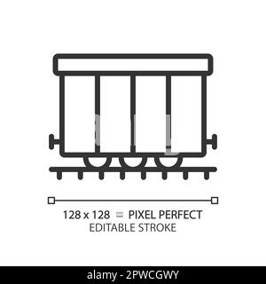 Cargo railroad carriage pixel perfect linear icon Stock Vector