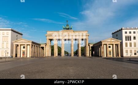 Panorama of the Brandenburg Gate in Berlin in the early morning Stock Photo