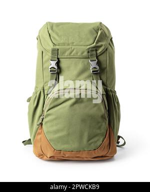green backpack, isolated over white Stock Photo