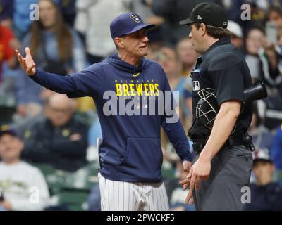 St. Petersburg, United States. 27th Aug, 2023. New York Yankees catcher Kyle  Higashioka (L) listens as home plate umpire Adam Beck (R) restrains Tampa  Bay Rays' Randy Arozarena after he was hit