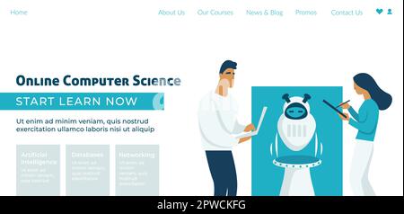 Online computer science, start learning now web Stock Vector