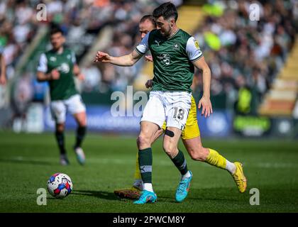 Plymouth UK. 29th Apr 2023. Finn Azaz 18 of Plymouth Argyle