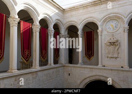 Pred Dvorom, Rector's Palace, courtyard, stairs, handrail, stone hand ...