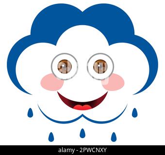 Smiling cloud dropping raindrops Stock Vector