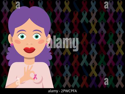 Woman with cancer symbol Stock Vector