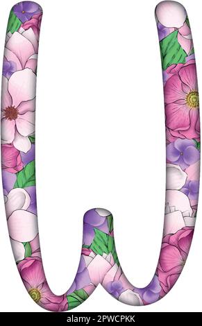 English alfabet. Letters with flowers inside. Specially for decorating invitations. Stock Vector