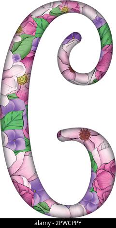 English alfabet. Letters with flowers inside. Specially for decorating invitations. Stock Vector