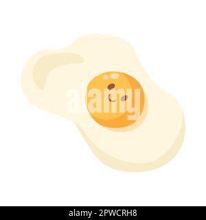 Funny fried egg with smiling face cartoon illustration Stock Vector