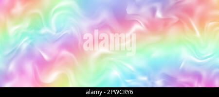 Rainbow background with waves of fluid. Abstract pastel gradient wallpaper with bright vibrant colors. Vector unicorn holographic backdrop. Stock Vector