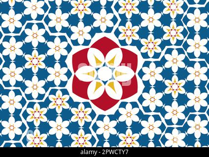 Pattern with flowers that simulate old floor tile Stock Vector