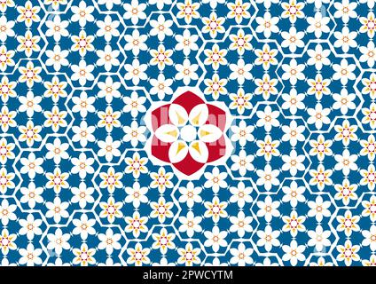 Pattern with flowers that simulate old floor tile Stock Vector