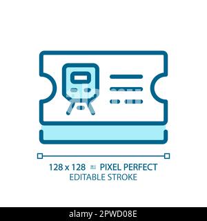 Ticket control pixel perfect blue RGB color icon Stock Vector