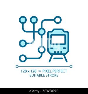 Metro map pixel perfect blue RGB color icon Stock Vector