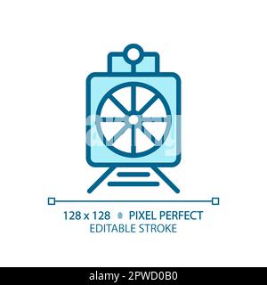 Rotary snow plow pixel perfect blue RGB color icon Stock Vector