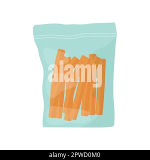 Carrot sticks in plastic pack vector illustration Stock Vector