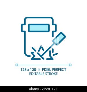 Welding pixel perfect blue RGB color icon Stock Vector