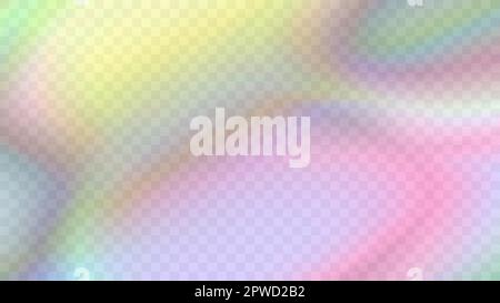 Modern blurred gradient background in trendy retro 90s, 00s style. Y2K aesthetic. Rainbow light prism effect. Hologram reflection. Poster template for Stock Vector