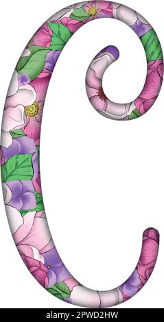 English alfabet. Letters with flowers inside. Specially for decorating invitations. Stock Vector