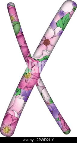 English alfabet. Letters with flowers inside. Specially for decorating invitations. Stock Vector