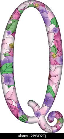 English alfabet. Letters with flowers inside. Specially for decorating invitations. Stock Vector