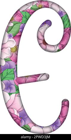 English alfabet. Letters with flowers inside. Specially for decorating invitations. Stock Vector
