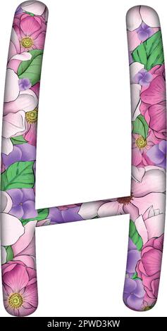 English alfabet. Letters with flowers inside. Specially for decorating invitations. Stock Vector