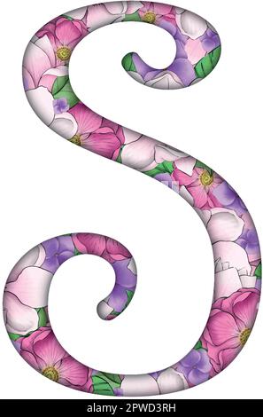 English alfabet. Letters with flowers inside. Specially for decorating invitations. Stock Vector