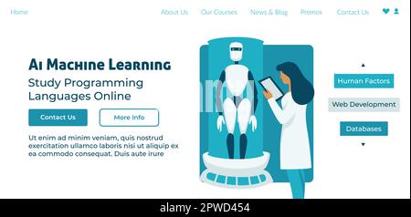 AI machine learning, study programming languages Stock Vector