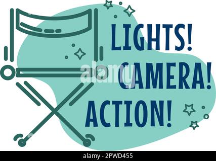 Lights camera, action, movie director or producer Stock Vector