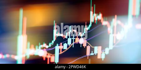 Concept of stock market and fintech. Blurry digital charts over Stock Photo