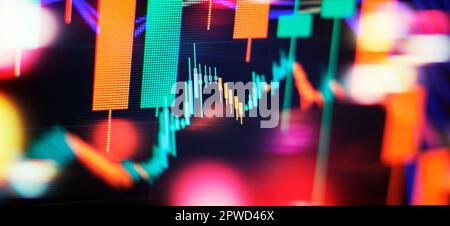 Concept of stock market and fintech. Blurry digital charts over Stock Photo