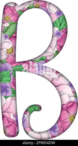English alfabet. Letters with flowers inside. Specially for decorating invitations. Stock Vector