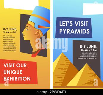 Visit our unique exhibition, pyramids excursion Stock Vector