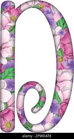 English alfabet. Letters with flowers inside. Specially for decorating invitations. Stock Vector