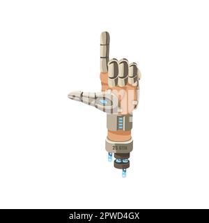 Robot hand pointing up cartoon illustration Stock Vector