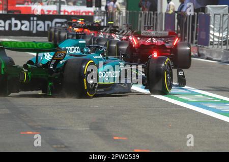 Baku, Azerbaijan. 28th Apr, 2023. BAKU, AZERBAIJAN, 28. April 2023; pit lane line up -AZERBAIJAN Formula 1 Grand Prix, F1 in BAKU, street circuit. FIA Formula1 World Championship on 28 April. 2023 - fee liable image, copyright © Christian BAUDAT/ATPimages (BAUDAT Christian/ATP/SPP) Credit: SPP Sport Press Photo. /Alamy Live News Stock Photo