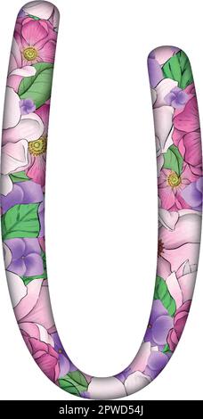 English alfabet. Letters with flowers inside. Specially for decorating invitations. Stock Vector