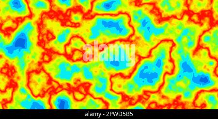 Abstract rainbow heat map vector thermal spectrum. Hot and cold temperature distribution on landscape. Infrared thermographic background. Global warmi Stock Vector