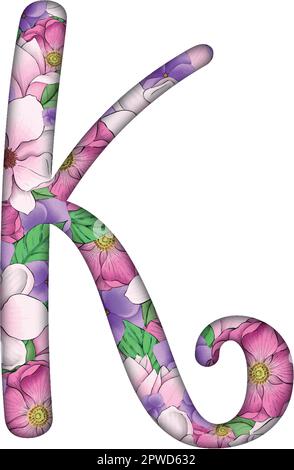 English alfabet. Letters with flowers inside. Specially for decorating invitations. Stock Vector