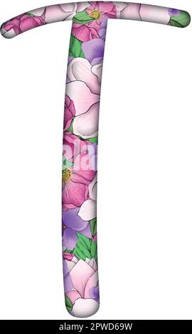 English alfabet. Letters with flowers inside. Specially for decorating invitations. Stock Vector