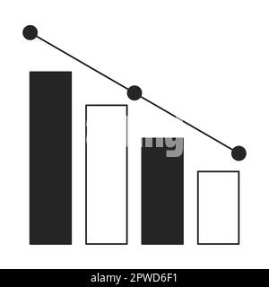 Horizontal bar chart decreasing flat line black white vector icon Stock Vector